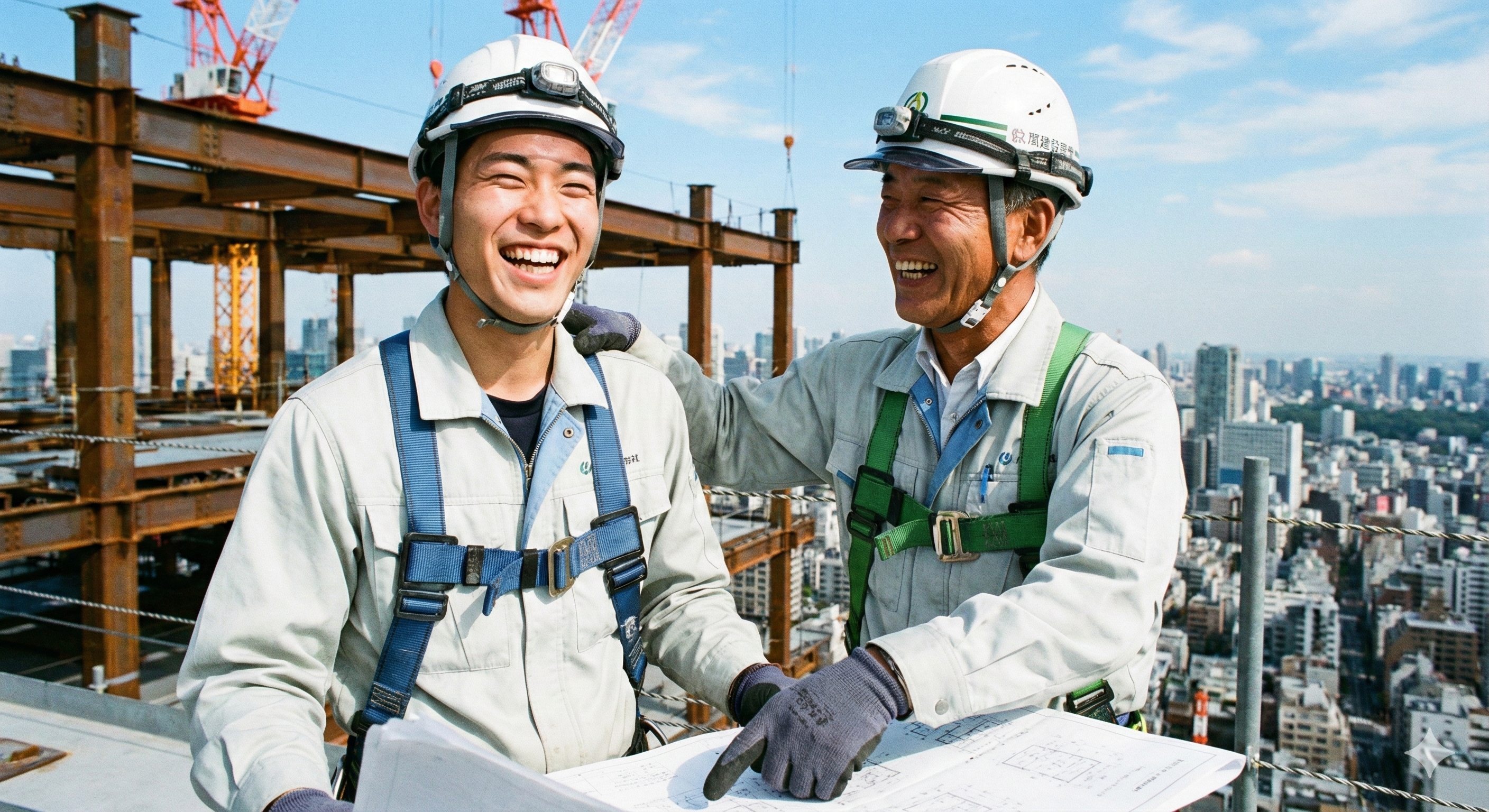 建設現場の笑顔